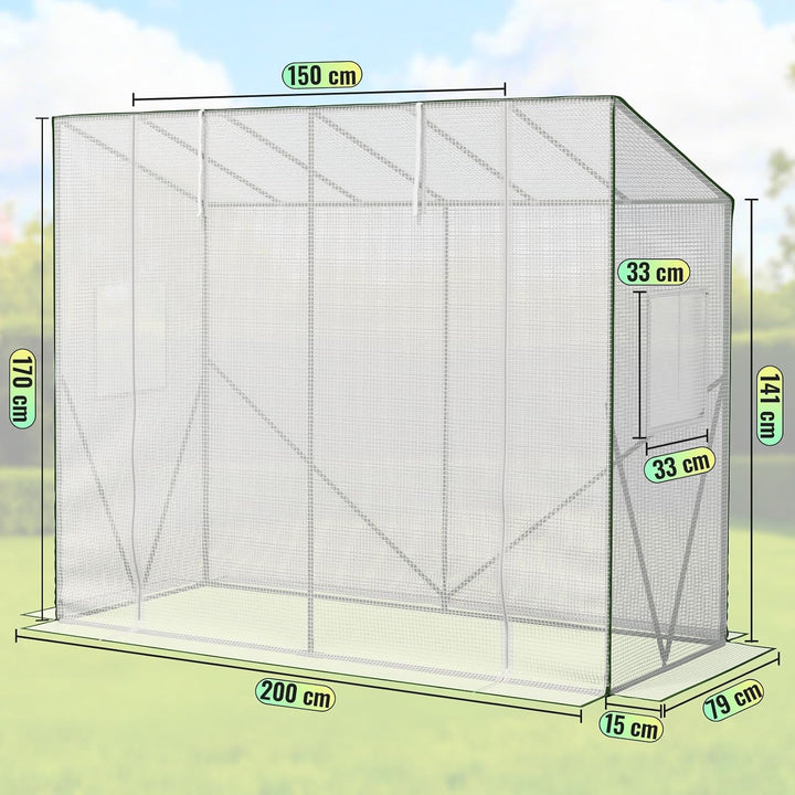 Velway Gewächshaus Tomatengewächshaus Begehbares 200x79x170/141cm | Witterungsschutz Schrägdach Foli