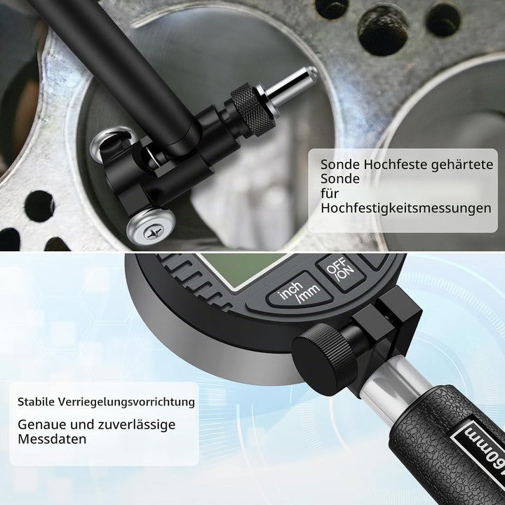 ALLmeter Digitales Bohrungsmessgerät Messuhr Set 50-160 mm Innendurchmesser Anzeige Messwerkzeug mit