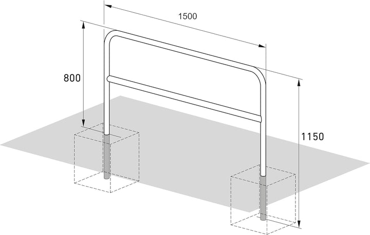 Fahrrad Anlehnbügel 9230 | 1500mm | mit Knierohr | Fahrradständer für 2 Fahrräder zum Einbetonieren