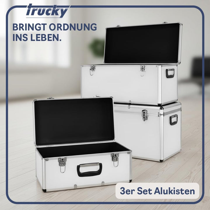 trucky Aluminium 3er Set Silber Boxen Alukiste 3x Alu Box Koffer Kiste Transportbox Werkzeugkiste We