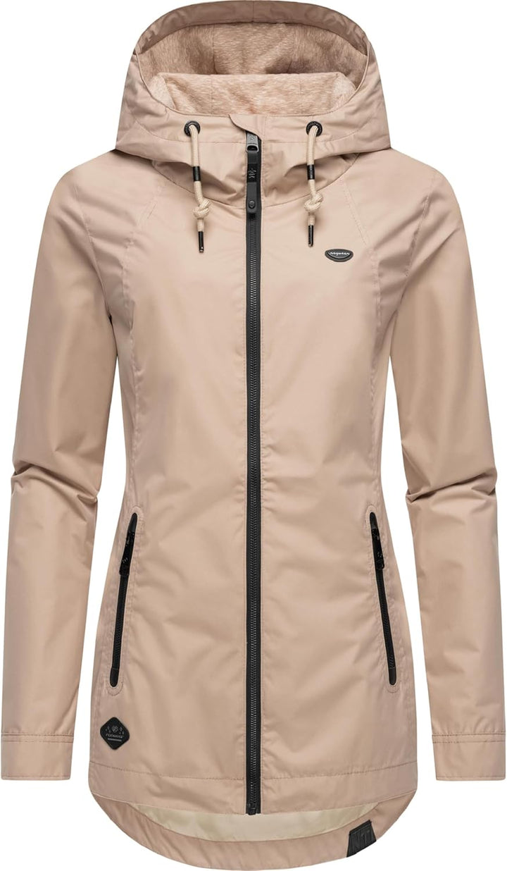 Ragwear Damen Übergangsjacke leichte Jacke Kurzmantel wasserdicht mit Verstellbarer Kapuze Zuzka Int