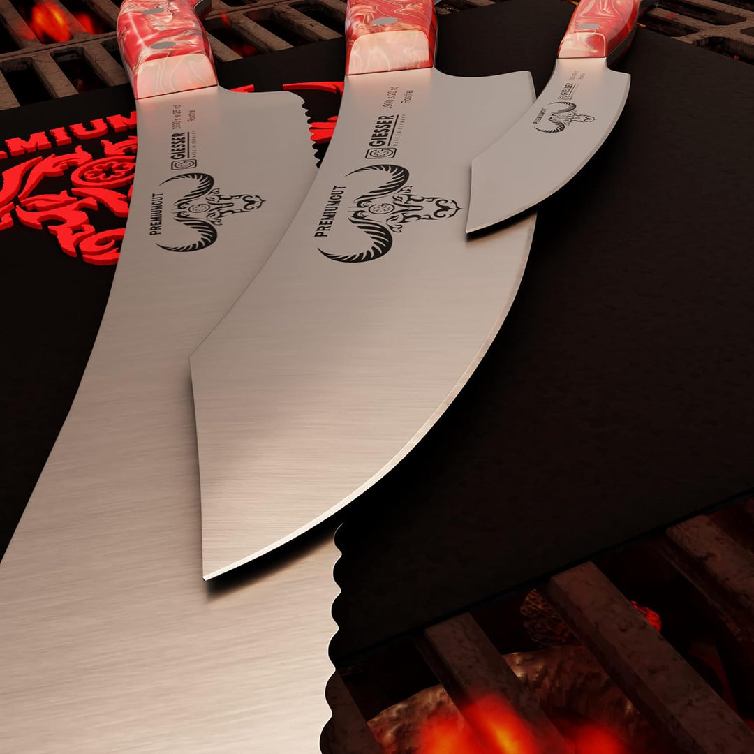 GIESSER seit 1776 - Made in Germany - Messerset 3 teilig, Red Diamond, PremiumCut, Kochmesser 20 cm,