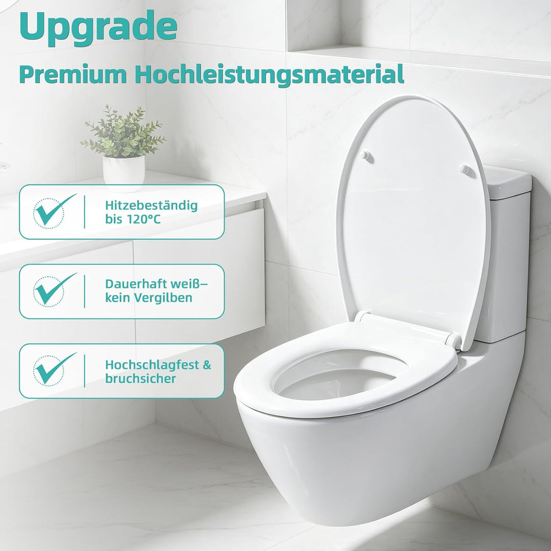 WC Sitz Mit Absenkautomatik,Toilettendeckel 0-Form Hochwertige Und Stabile Antibakterieller Toilette