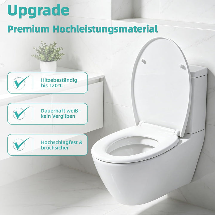 WC Sitz Mit Absenkautomatik,Toilettendeckel 0-Form Hochwertige Und Stabile Antibakterieller Toilette