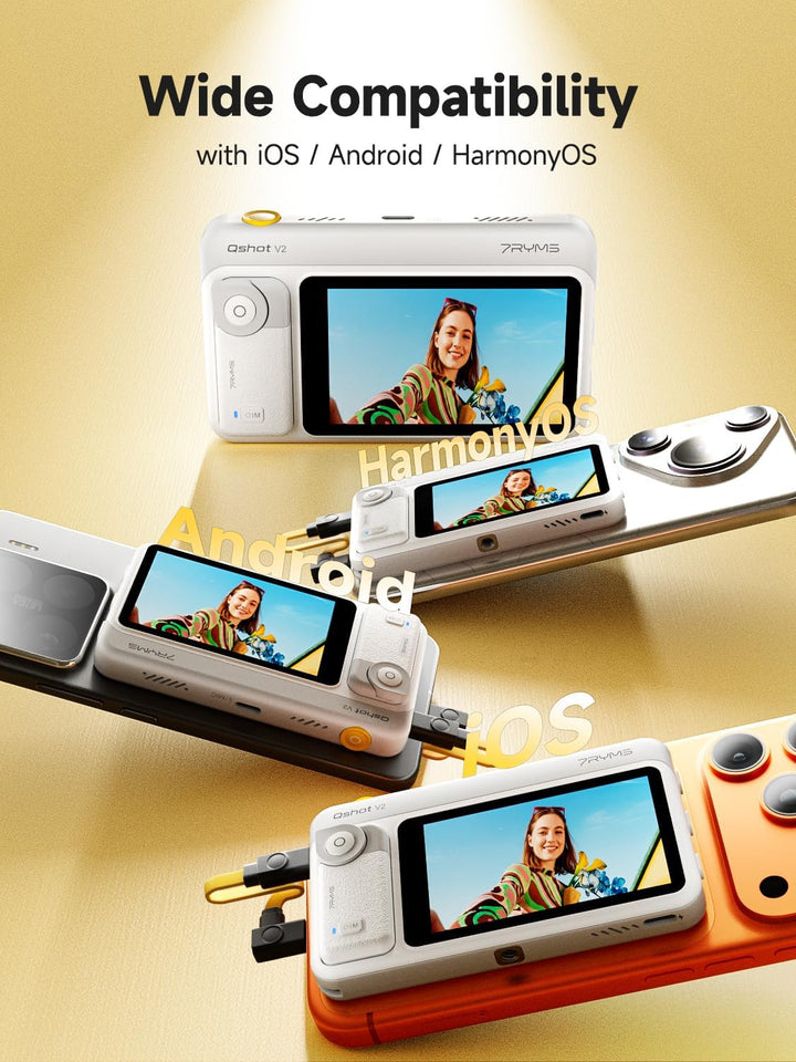 7RYMS Qshot V2 Selfie-Monitor-Bildschirm für iPhone & Android,4K 60fps magnetischer Rückkamera-Monit