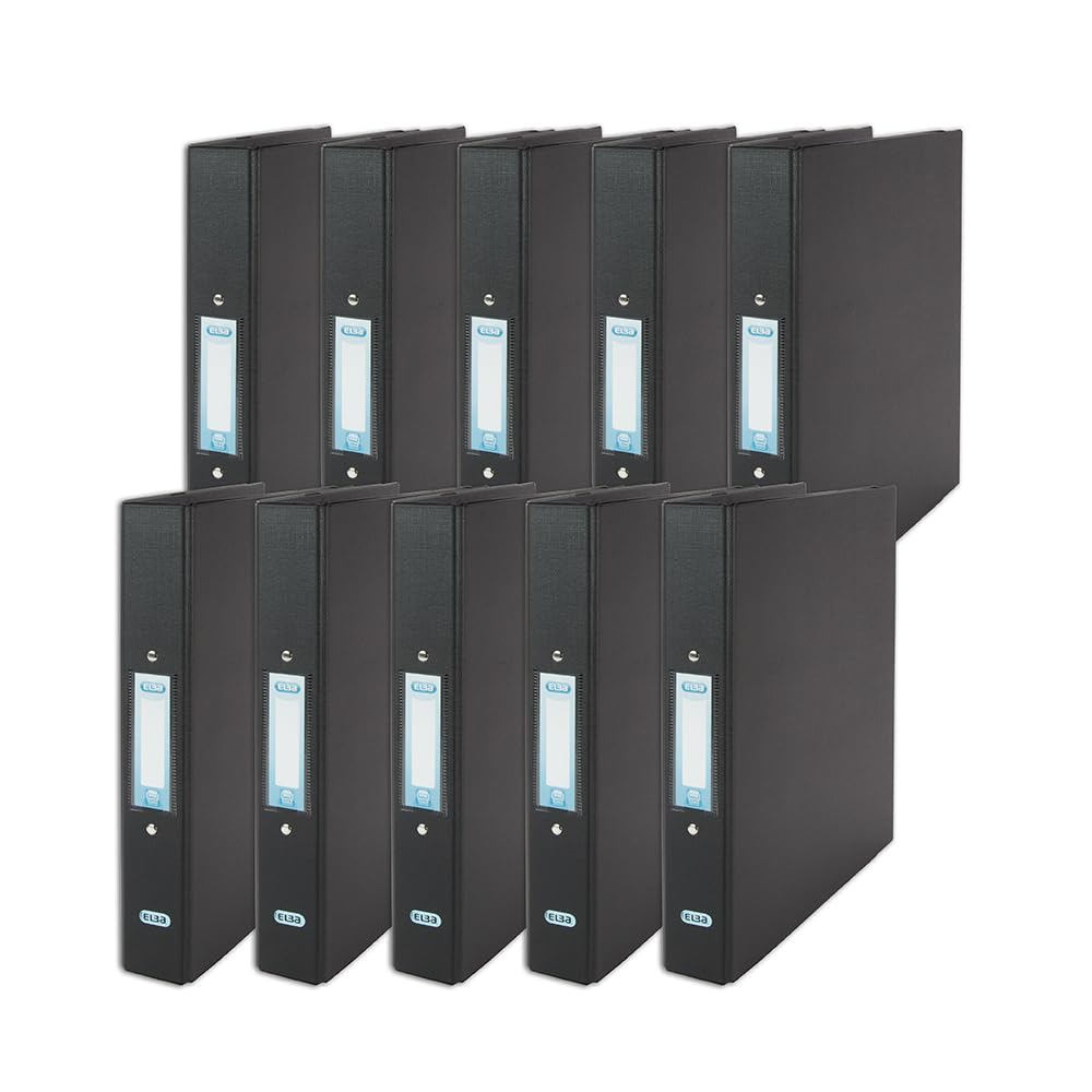 Bantex Ringmappe schweres PVC 2 O-Ringe 25 mm A4 10 Stück schwarz, Schwarz