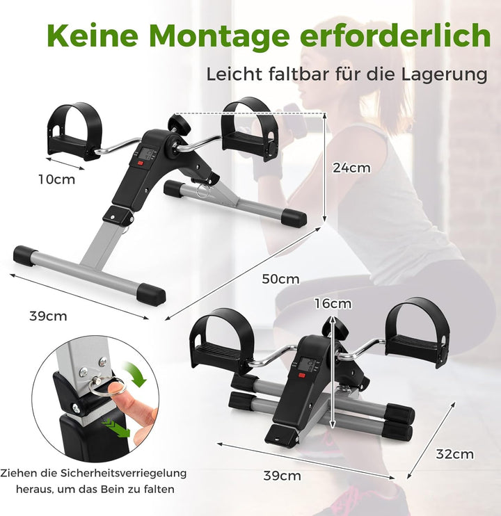 COSTWAY Pedaltrainer unter dem Schreibtisch, Arm und Beintrainer klappbar mit verstellbarem Widersta