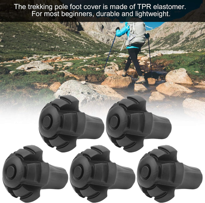 Trekkingstöcke Fussabdeckung 5 Stück, rutschfeste haltbare tragbare Ersatzspitzen TPR Elastomer for