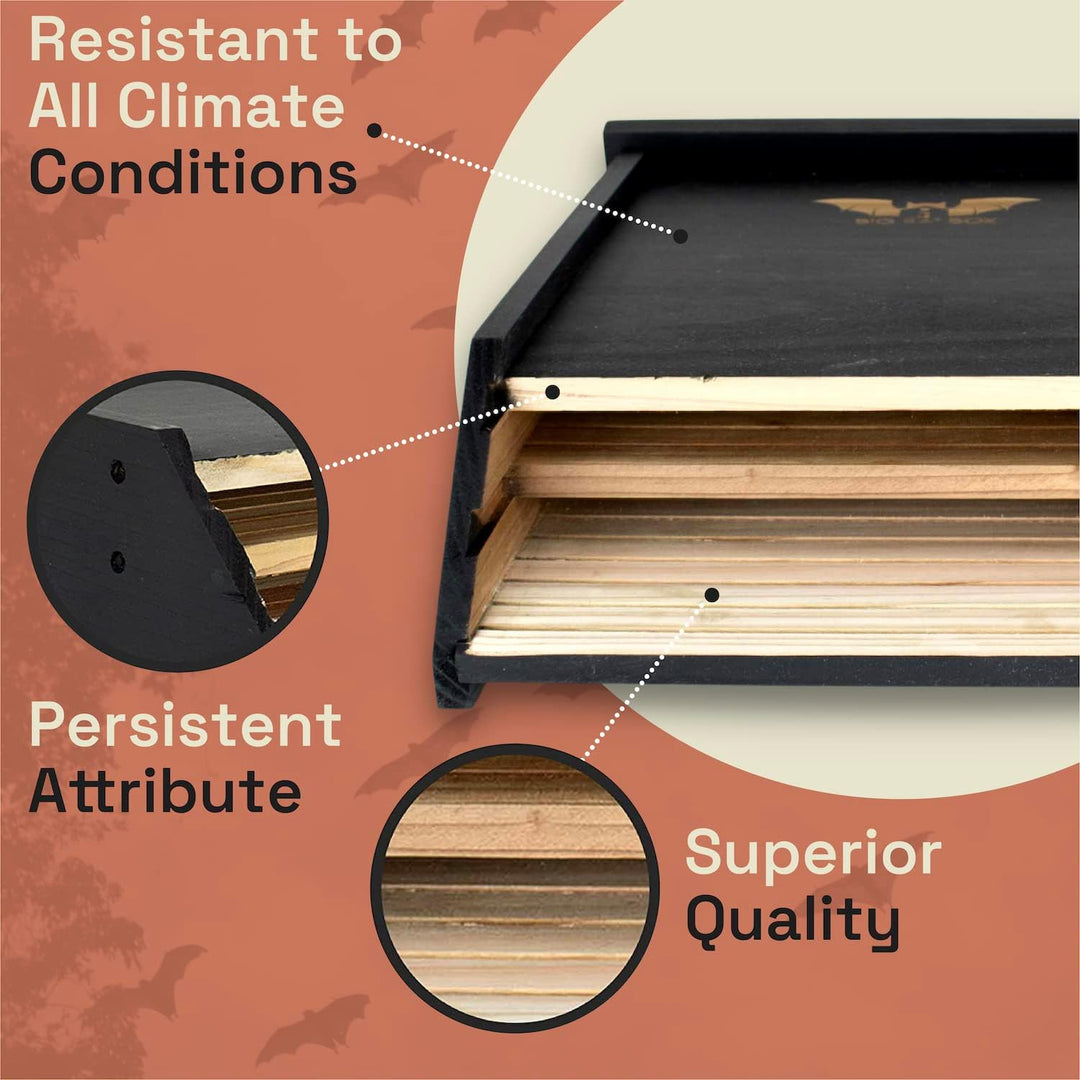 BIGBATBOX -Bat Houses for Outdoors - Proven Bat Box Design, Premium 2-Chamber Cedar Bat House. Enjoy