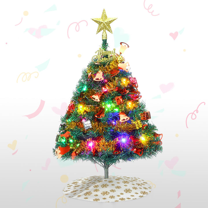 Mini Weihnachtsbaum, 24 "/60cm Tischplatte künstlicher Weihnachtsbaum mit Ornamenten & LED-String-Li