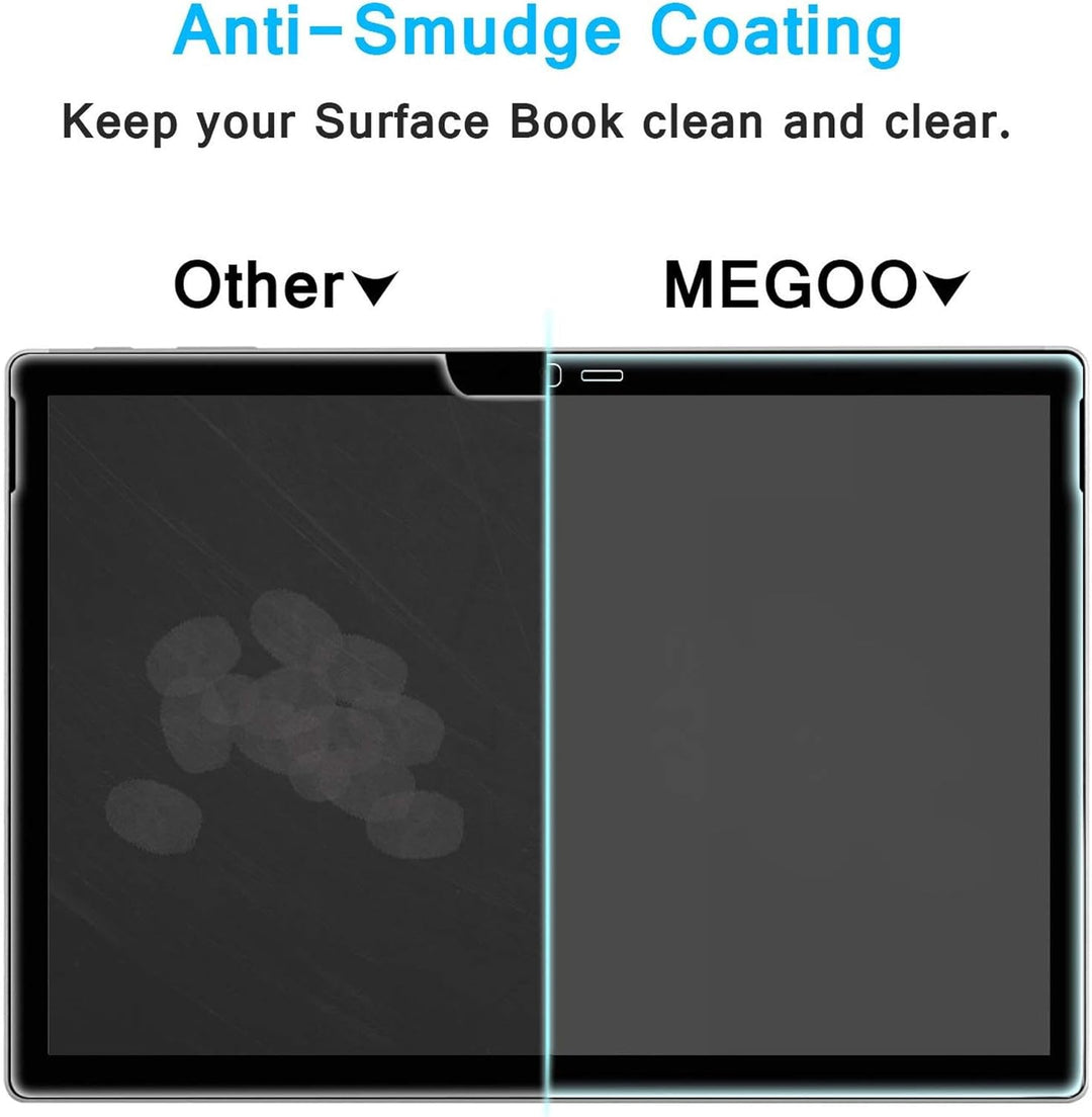 MEGOO Surface Book 2 Schutzfolie gehärtetes Glas, Einfache Installation/ 9H Härte/Klar Anti-Kratz Pa