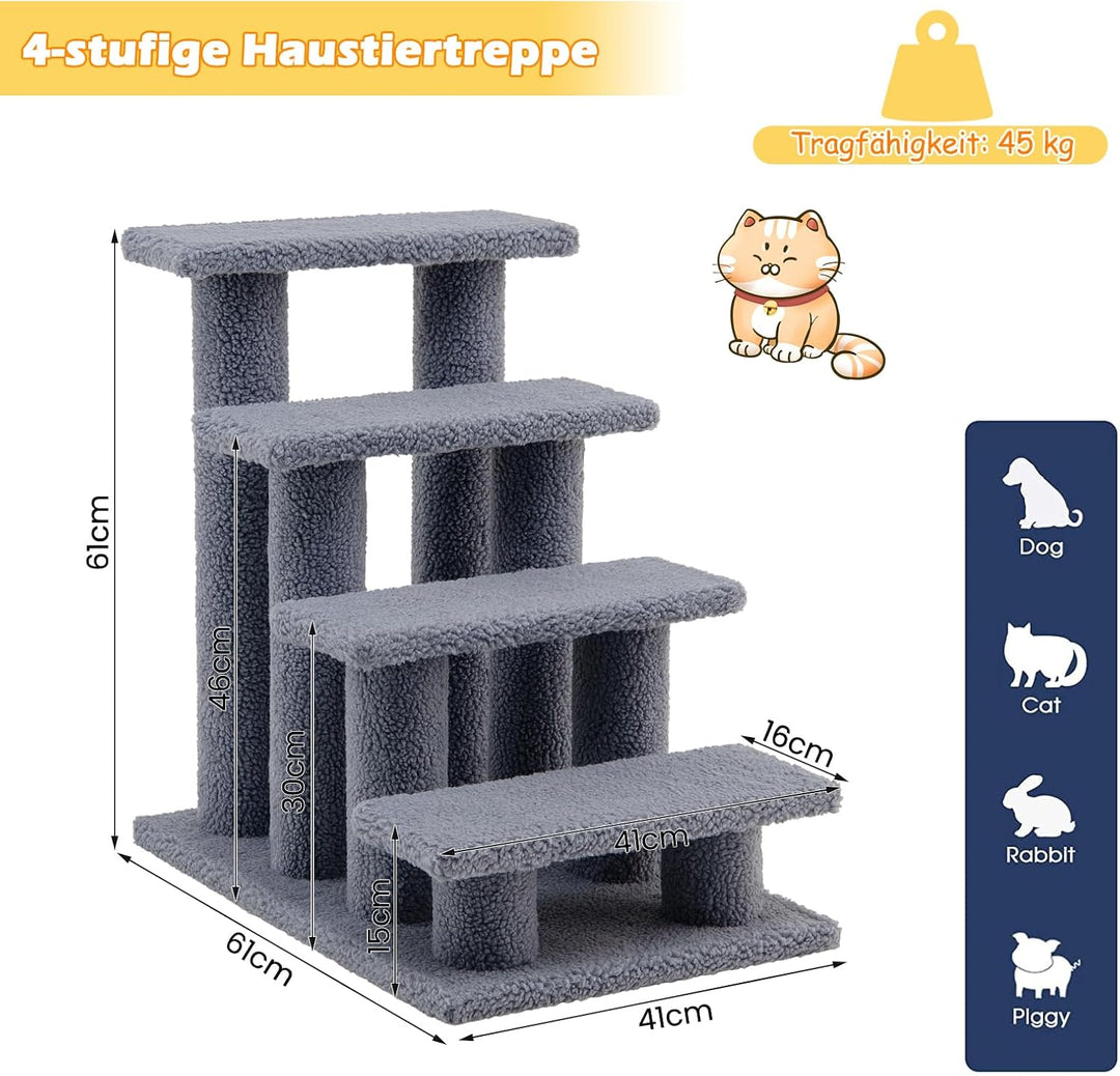 GOPLUS Tiertreppe Beige, Haustiertreppe Katzentreppe Hundetreppe Kletterbaum Katzenkratzbaum Spielba