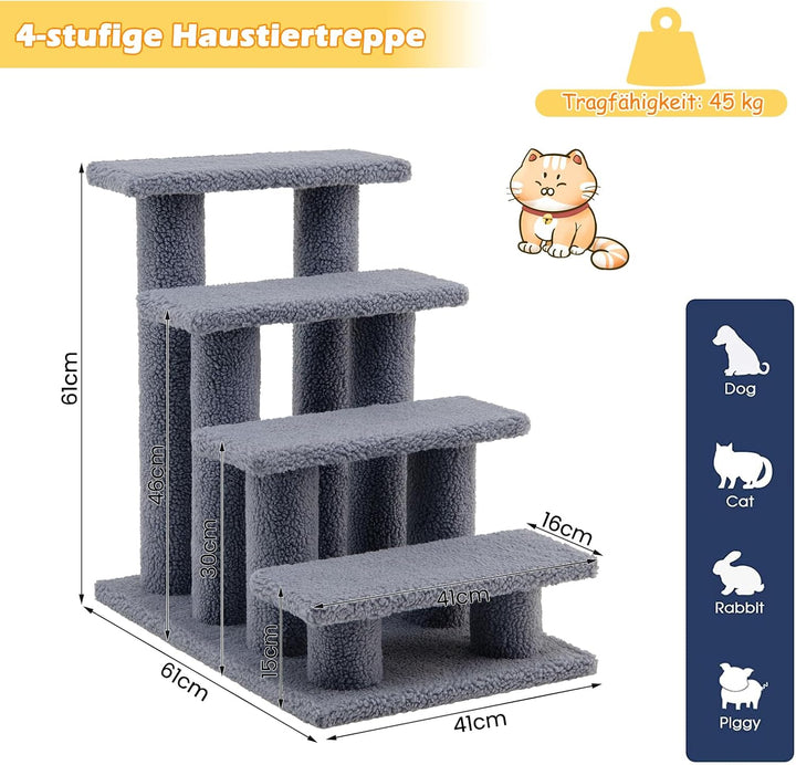 GOPLUS Tiertreppe Beige, Haustiertreppe Katzentreppe Hundetreppe Kletterbaum Katzenkratzbaum Spielba