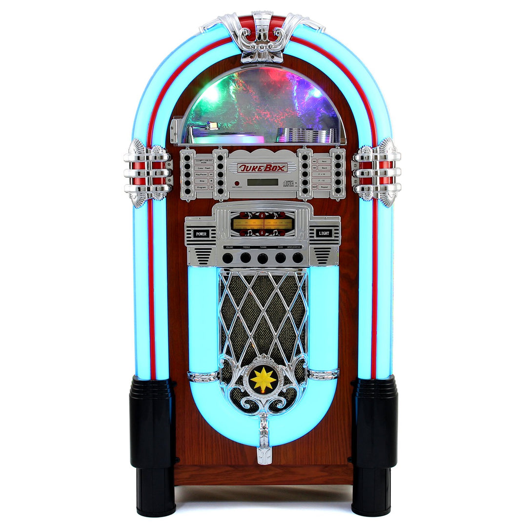 Monstershop Jukebox Retro 50er Jahre Musikbox USB-SD-Slot, AUX, MP3 Player CD-Player Bluetooth-Verbi