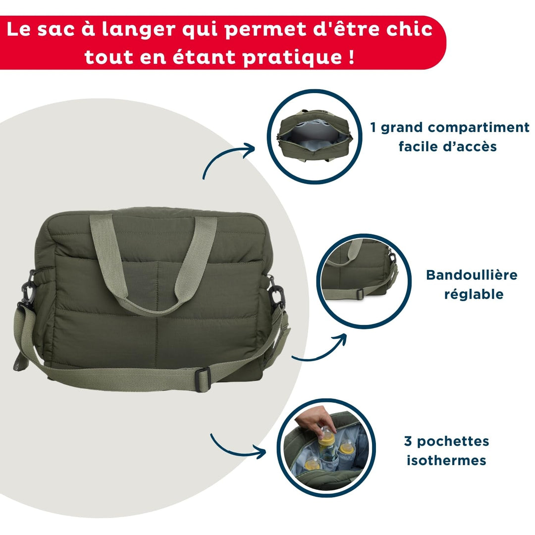 Thermobaby - Wickeltasche, gesteppt, Plumea – Tasche für Mutter und Baby – Tasche mit Wickelunterlag