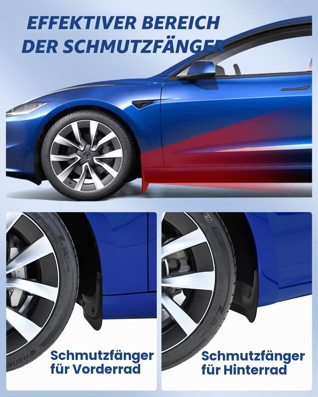 ASZSK Schmutzfänger für Tesla Model 3 2024, Model 3 Highland Spritzschutz Vorne und Hinten mit Befes
