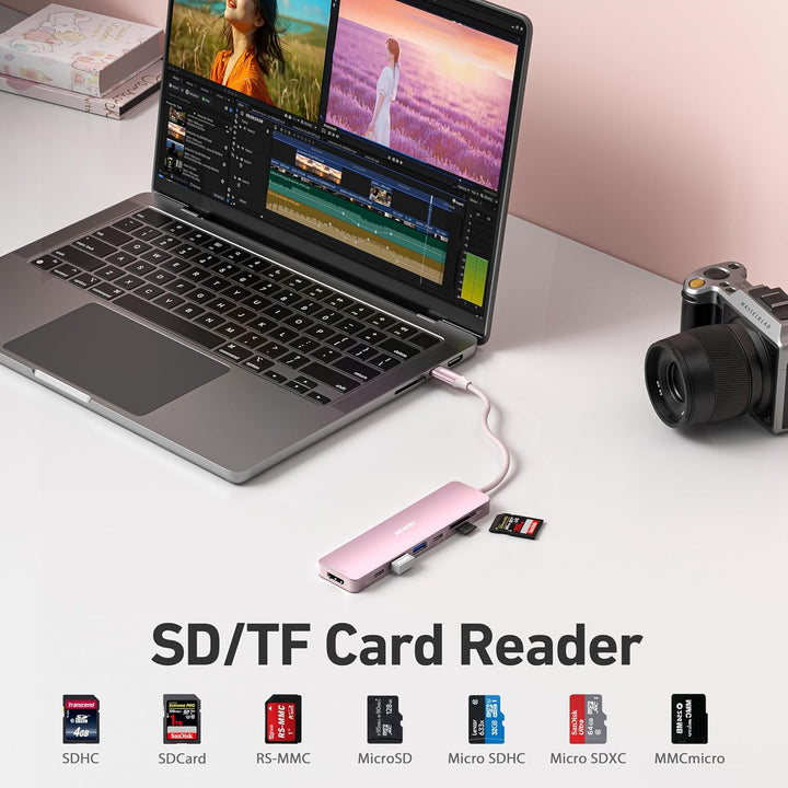BENFEI 7-in-1 USB C Hub mit HDMI 4K@60Hz, 2 USB-A, 1 USB-C Daten, 100W Aufladung, SD/TF Kartenleser