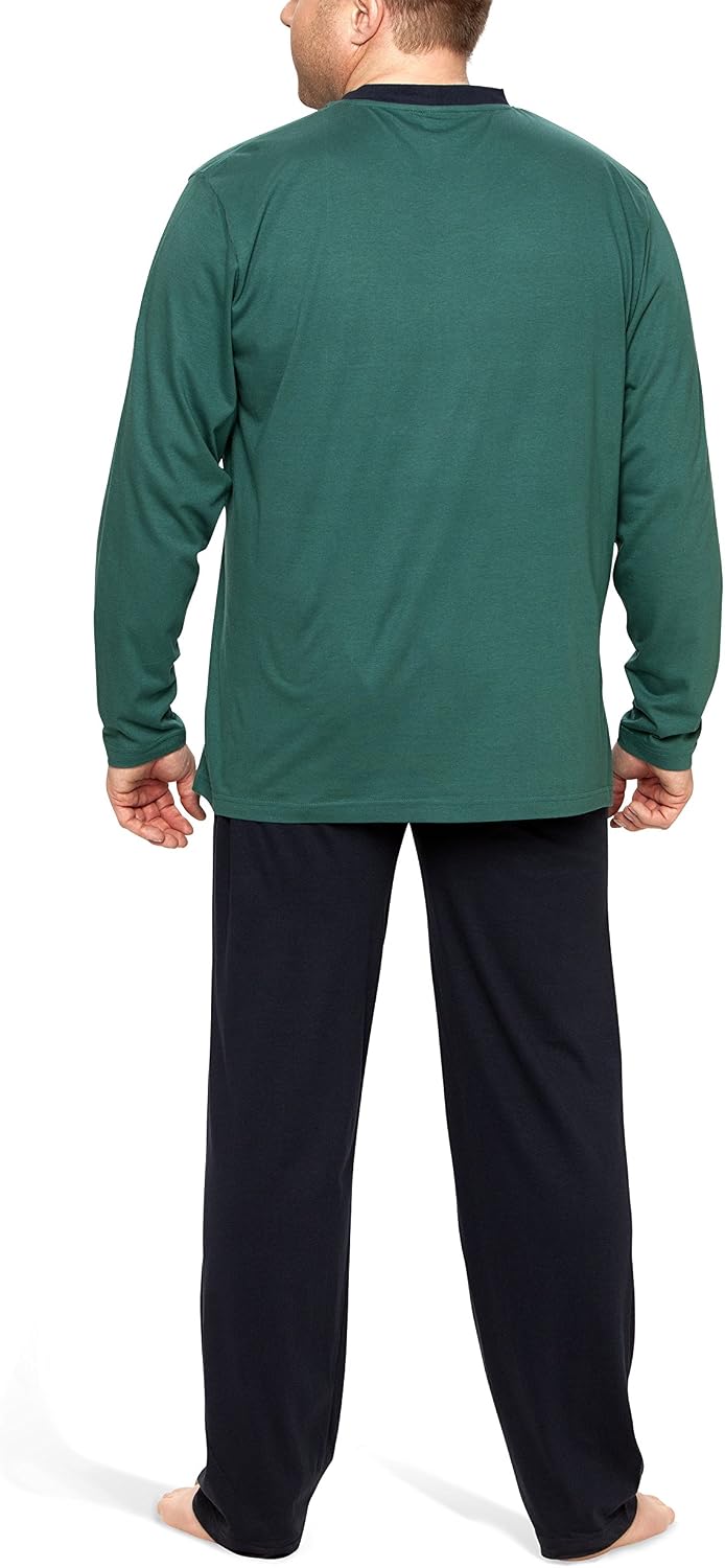 Moonline Schlafanzug Herren lang übergross aus Baumwolle | Pyjama von Grösse XXL bis 6XL, Zweiteiler