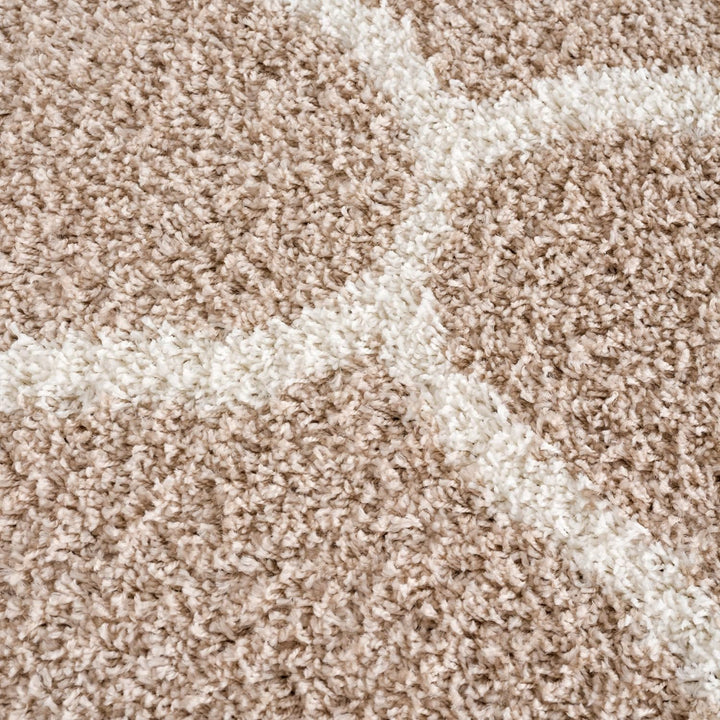SANAT Madrid Shaggy Teppich Rund - Hochflor Teppiche für Wohnzimmer, Schlafzimmer, Küche - Beige, Gr