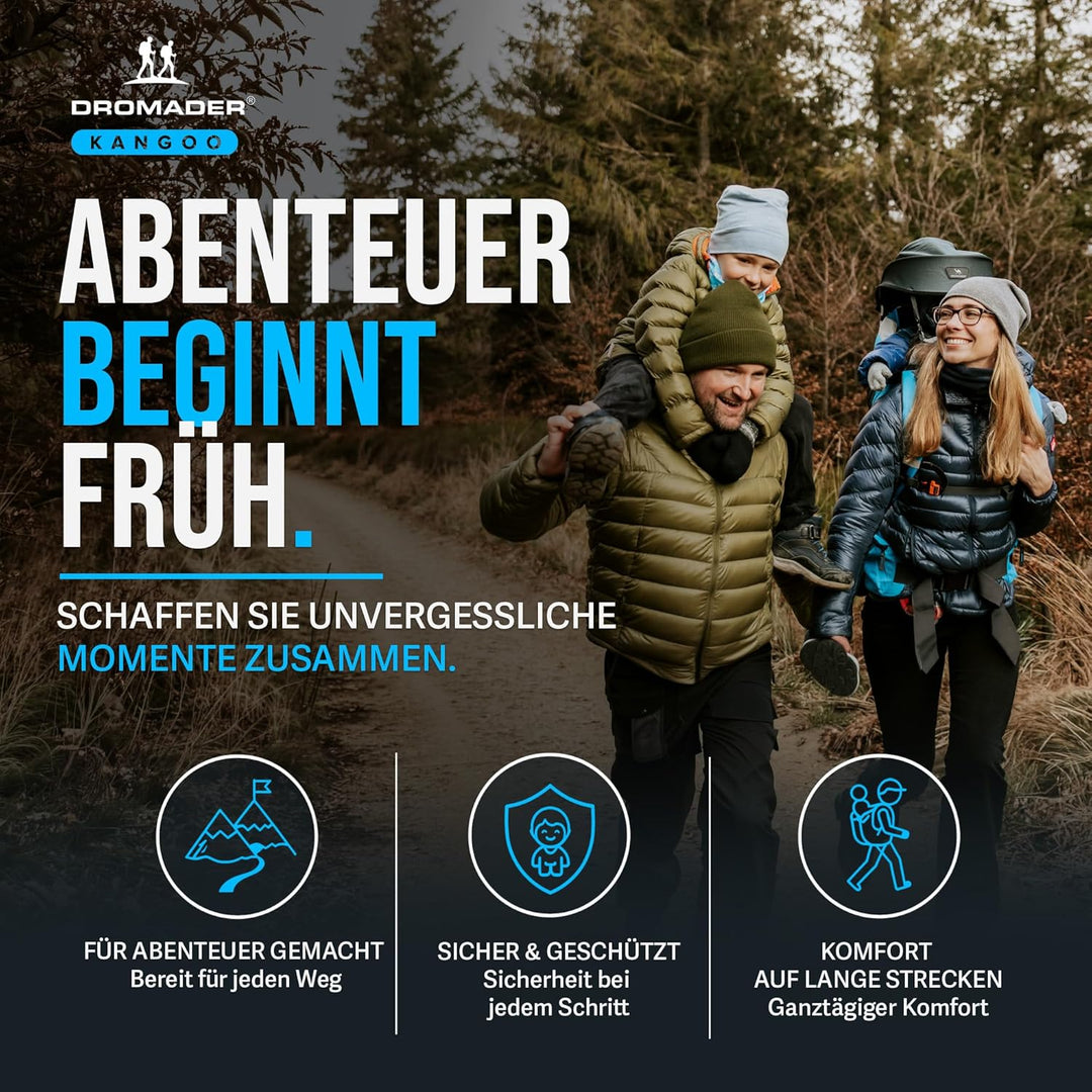 DROMADER Kraxe Kindertrage bis zu 22kg | Komfortable Schultertrage Rückentrage zum Wandern mit prakt