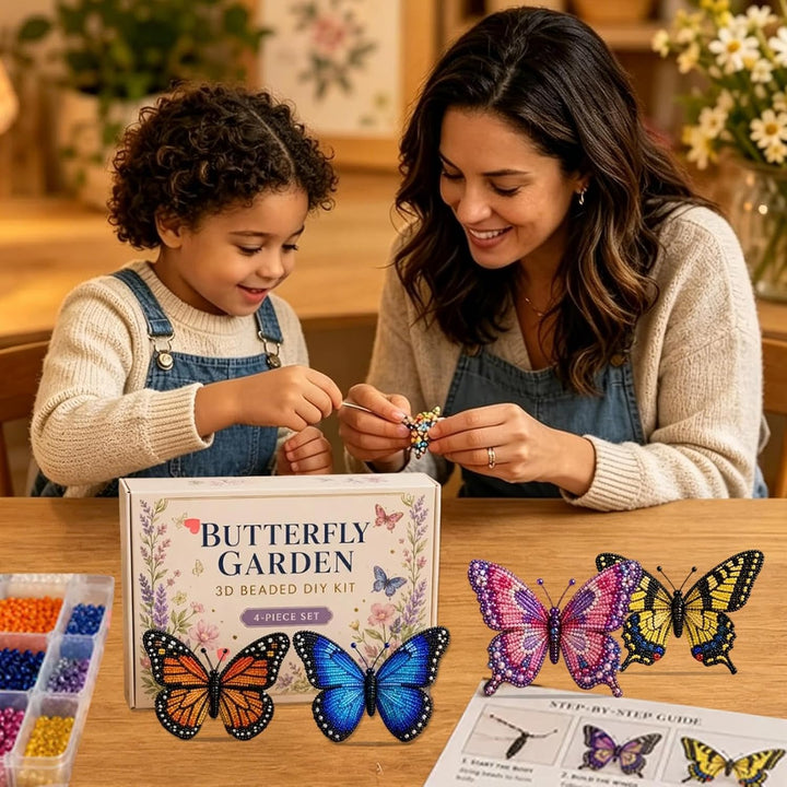 Generisch Mini 3D Perlen Tier Bastelset – Perlen Stickerei Set für Erwachsene &amp; Anfänger – 4 Designs