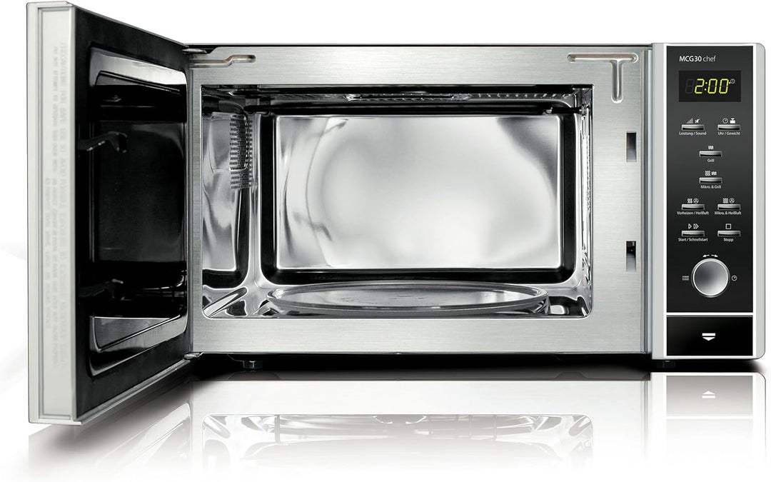 CASO | MCG30 chef 3-in-1 Mikrowelle mit Grill und Heissluft 2200W | Backofen-Funktion 110 - 200°C, 3