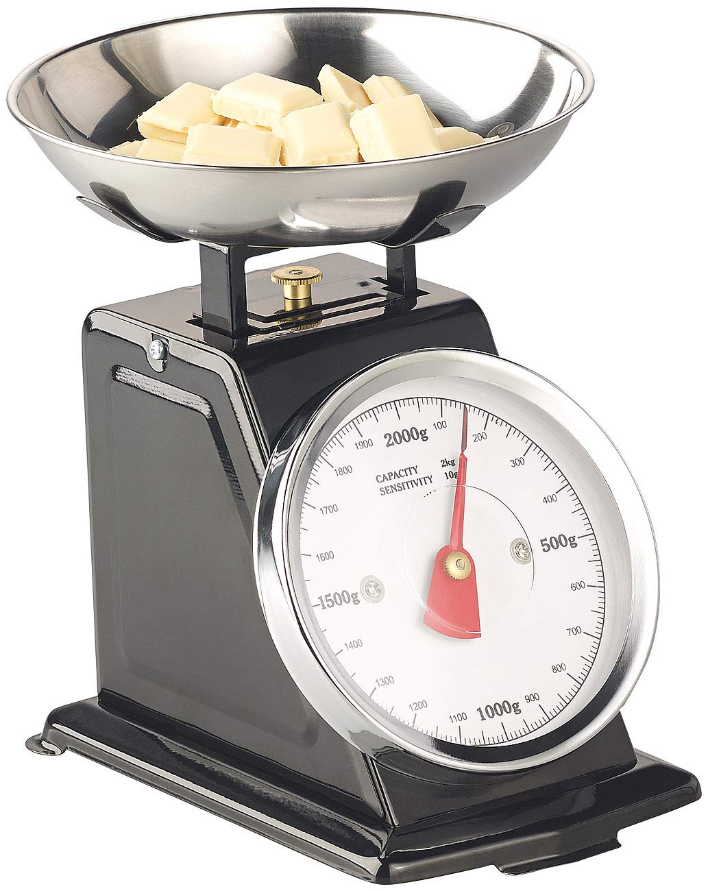 Rosenstein & Söhne Küchenwaage mechanisch: Analoge Retro-Küchenwaage bis 2 kg mit Tara-Funktion, sch