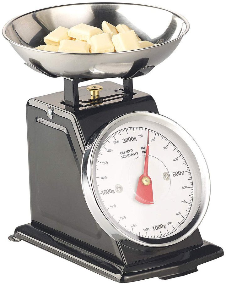 Rosenstein & Söhne Küchenwaage mechanisch: Analoge Retro-Küchenwaage bis 2 kg mit Tara-Funktion, sch
