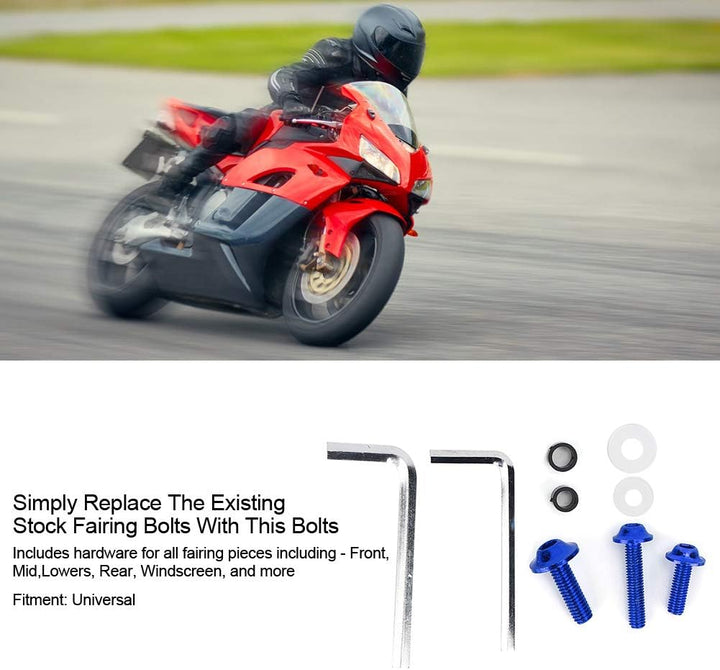 Motorrad Verkleidung Schrauben Kit, Universal M5 M6 Aluminium Windschutzscheibe Karosserie Schrauben