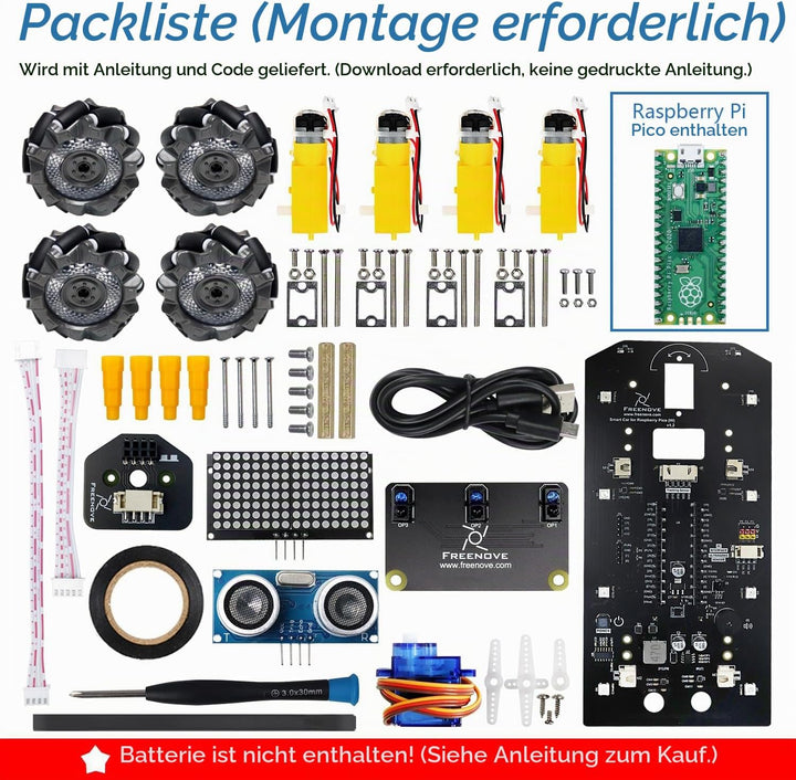 Freenove Mecanum Wheel Car Kit for Raspberry Pi Pico (Included) (Compatible with Arduino IDE), Dot M