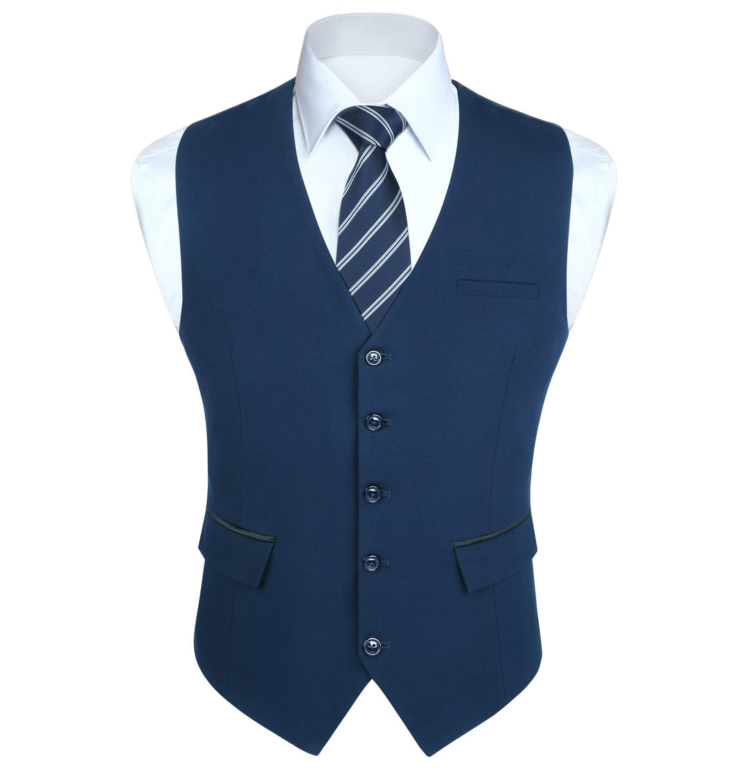 HISDERN Anzugweste für Herren Elegant Hochzeit Weste Klassische Einfarbig Casual Businessweste Forme