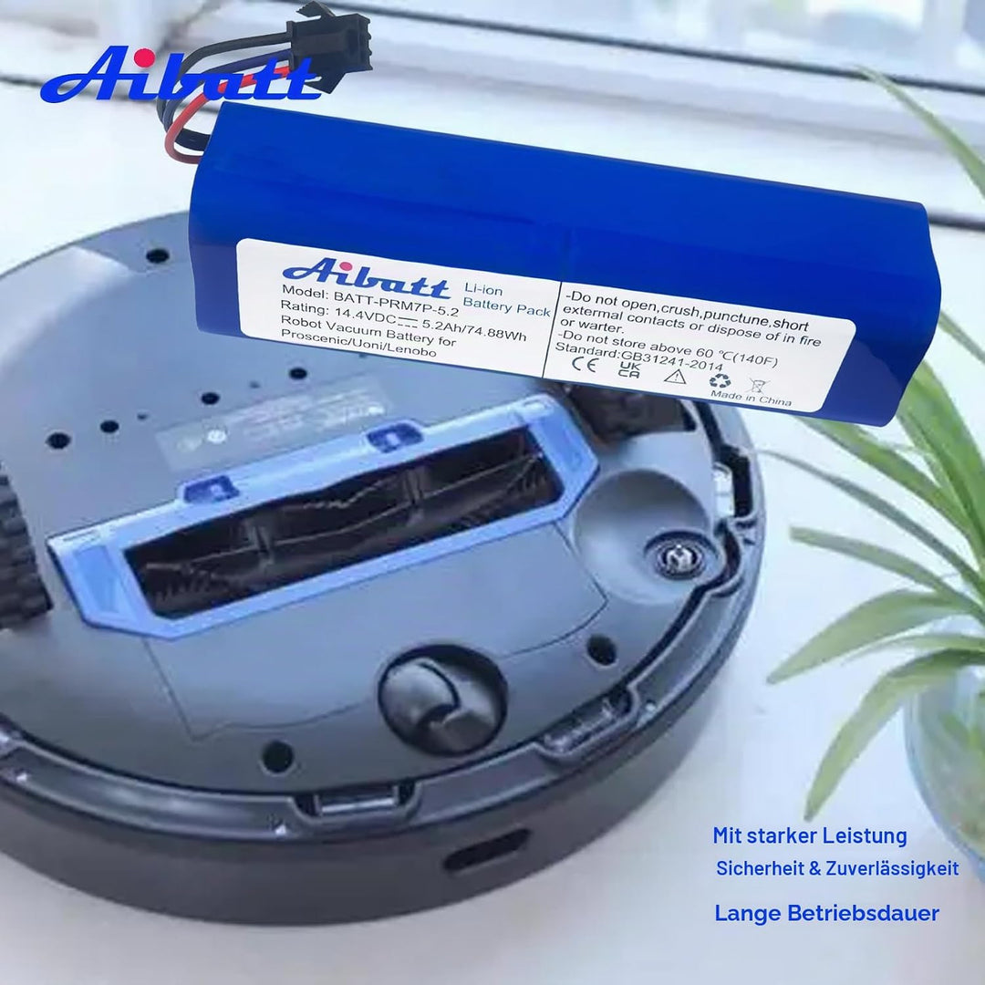 Aibatt Li-Ion Akku 14.4v 5200mAh Ersatzakku für Proscenic M7 Pro,LDS M7 Pro,M8 Pro,M7 Max,U6 Roboter