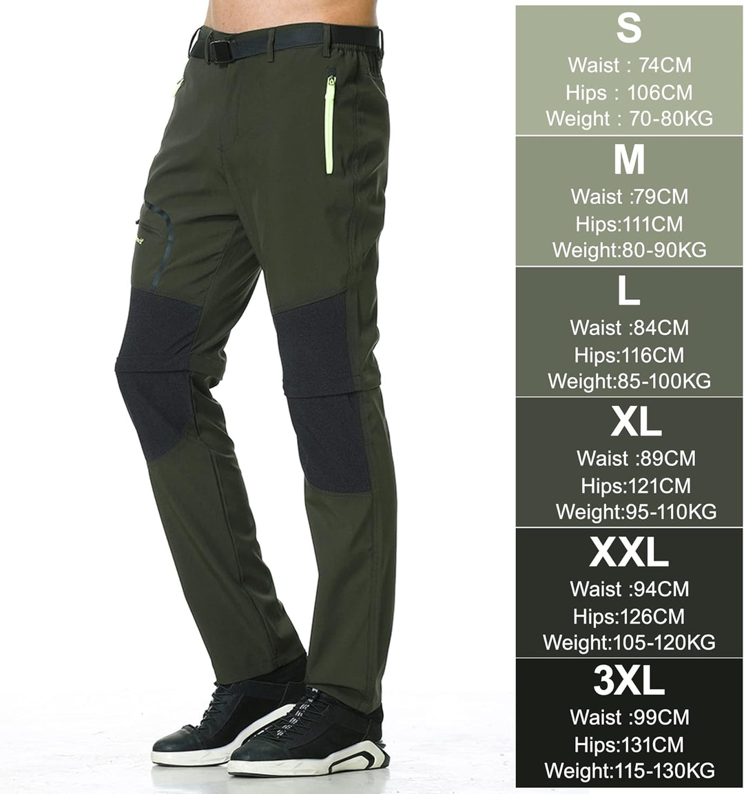 Herren Wanderhose Zip Off Trekkinghose Outdoorhose Wasserdicht Schnelltrocknend Softshellhose Abnehm