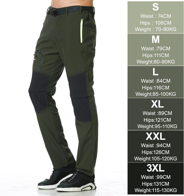 Herren Wanderhose Zip Off Trekkinghose Outdoorhose Wasserdicht Schnelltrocknend Softshellhose Abnehm