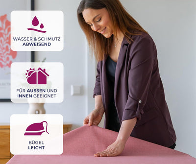 BEAUTEX fleckenabweisende und bügelfreie Tischdecke - Tischtuch mit Lotuseffekt - Tischwäsche in Lei