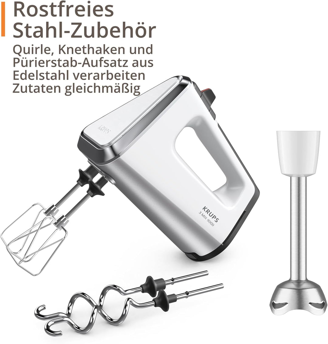 Krups GN9121 3 Mix 9000 Handmixer | 750 Watt | Geschwindigkeitsregler | Turbomodus | Auswurffunktion