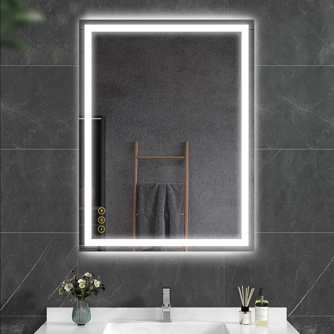 AI-LIGHTING Badezimmer Spiegel mit Led 50×70 cm Badspiegel mit Beleuchtung mit Touch-Schalter 3 Lich