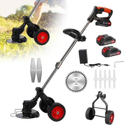Napacoh Akku Elektro Rasentrimmer, 3 in 1 Multifunktionales Handgeführter Trimmgerät, D-förmiger Gri
