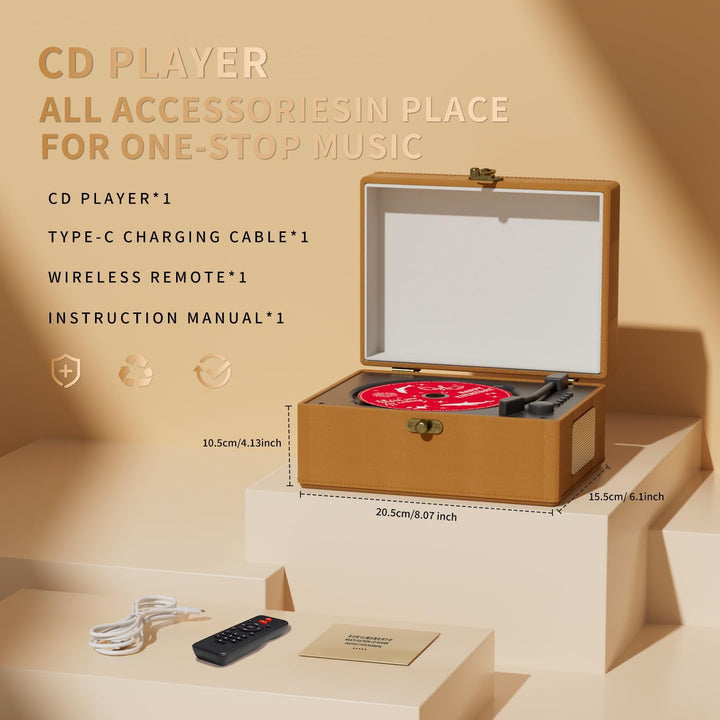 Yintiny Brauner CD-Player aus Leder mit Lautsprechern für Heimdekoration, braun