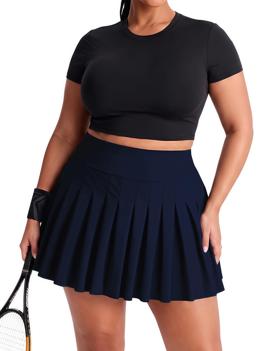Moon Wood Damen Mini Rock Elastisch Hohe Taille Solid Basic Gefaltet Röcke Tennis Skater Skirt Kurz