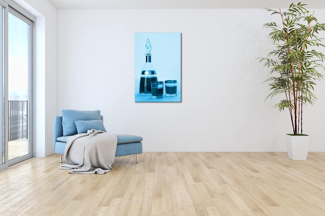 deyoli edle Flasche für Whiskey Format 100x70 Effekt: Monocrome Blau als Leinwandbild, Motiv fertig