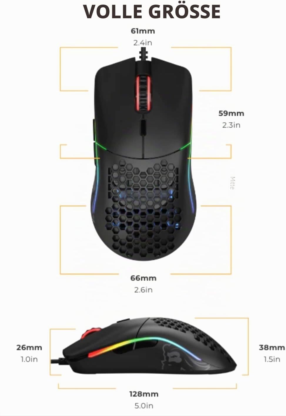 Glorious Gaming Model O Bedrade Gaming Muis - 67g Superlicht Honingraat Ontwerp, RGB, Pixart 3360 Se