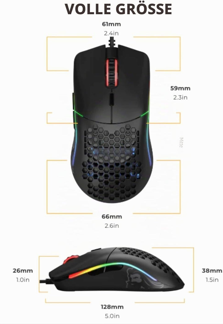 Glorious Gaming Model O Bedrade Gaming Muis - 67g Superlicht Honingraat Ontwerp, RGB, Pixart 3360 Se