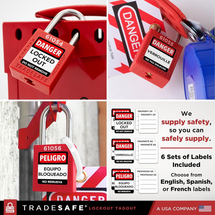 TRADESAFE Lockout Tagout Lock Set, sicherheitskonforme Sicherheitsschlösser zum Ausschliessen von Et