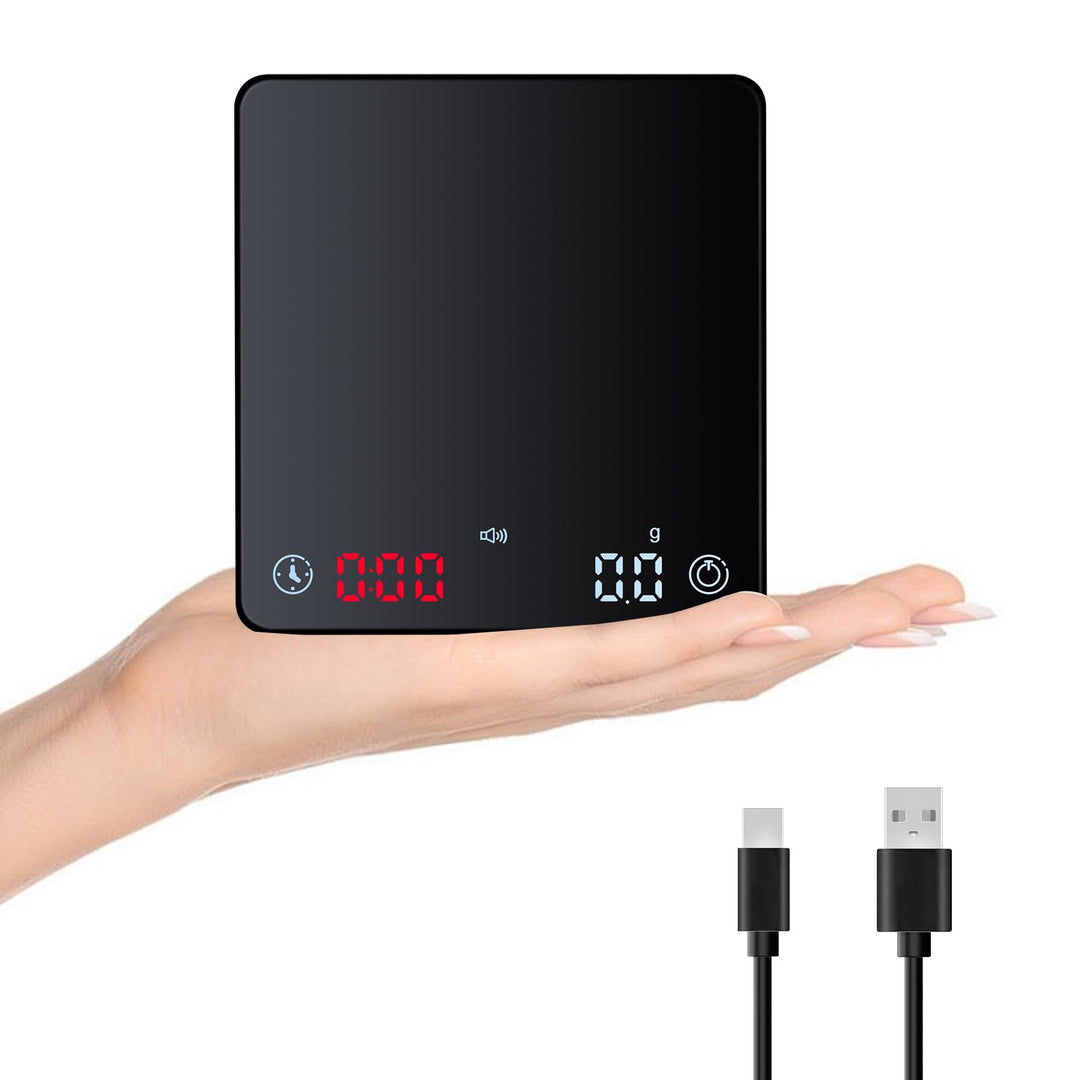 Mini Kaffeewaage mit Timer, Hochpräzise 2kg/0.1g Digitale Küchenwaage für Espresso & Kaffeezubereitu