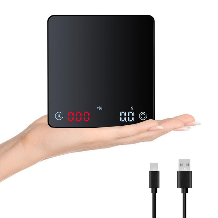 Mini Kaffeewaage mit Timer, Hochpräzise 2kg/0.1g Digitale Küchenwaage für Espresso & Kaffeezubereitu