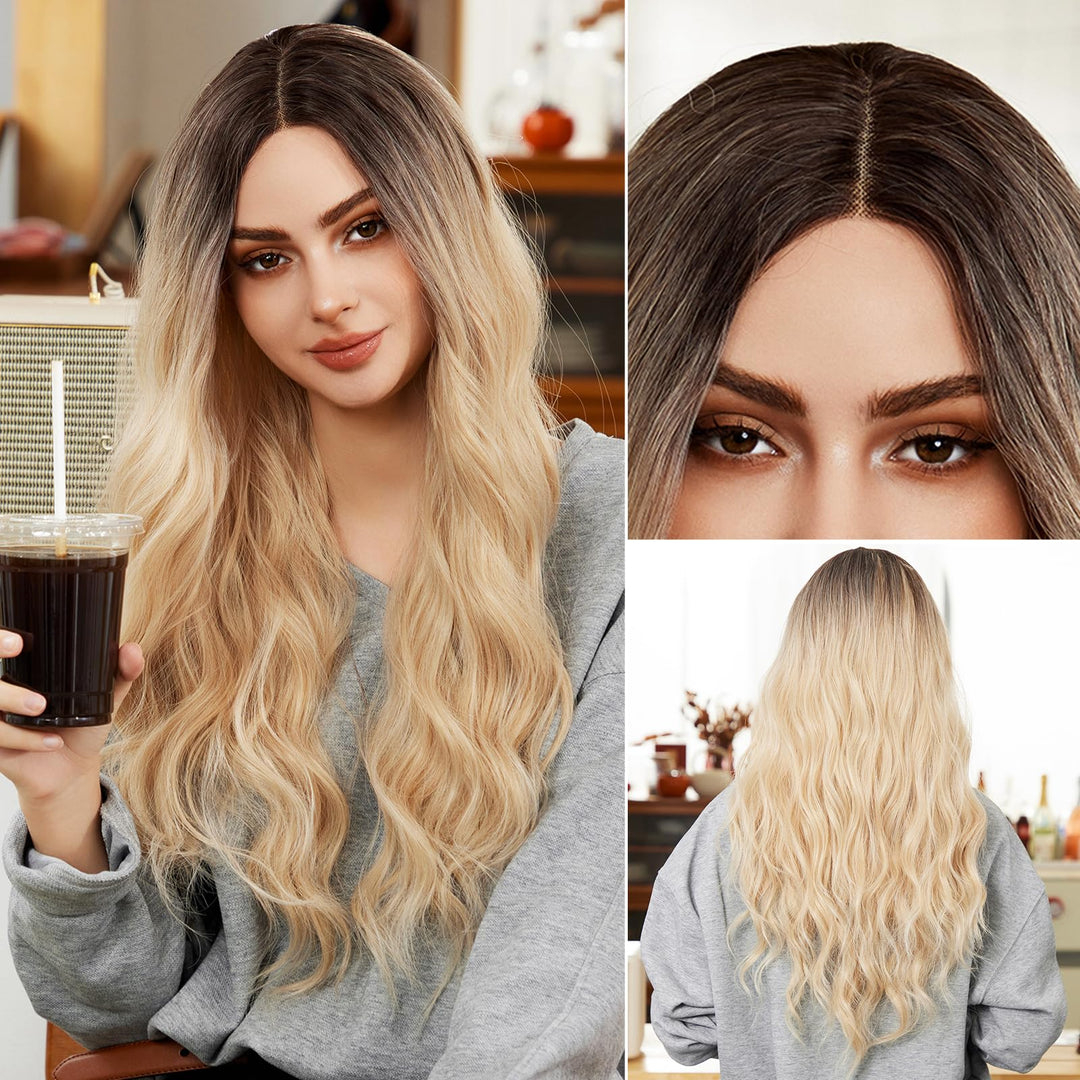 Kikone Platin Blonde Perücke 5x2 HD Lace Front Perücke 26 Zoll Lange Klebelose Körper Welle Perücke