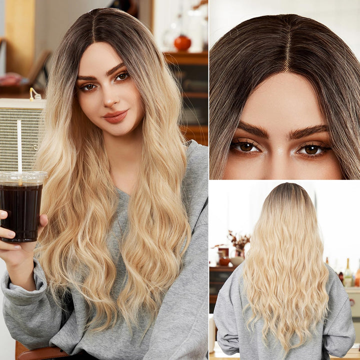 Kikone Platin Blonde Perücke 5x2 HD Lace Front Perücke 26 Zoll Lange Klebelose Körper Welle Perücke