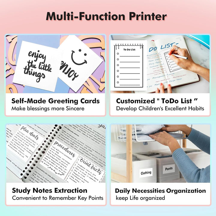 Bisofice S1 Mini Drucker für Smartphone mit 11 Rollen Druckerpapier, Sticker Drucker Aufkleber, Mini