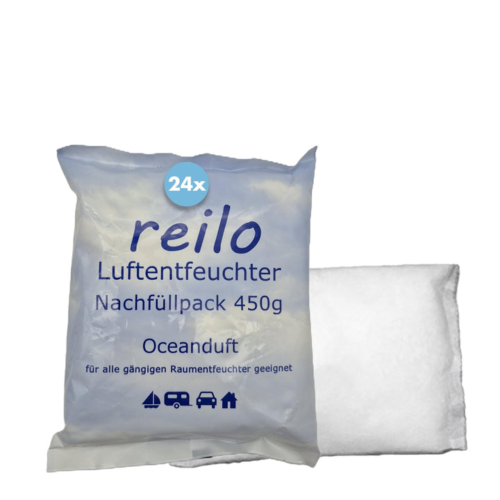 24x 450g Ultra Power "Oceanduft" Luftentfeuchter Granulat Flakes im Vliesbeutel - Nachfüllpacks zum
